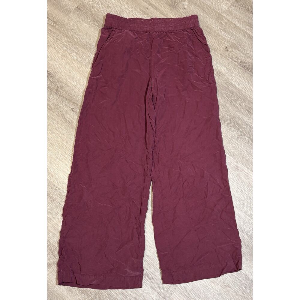 Marine Layer Re-Spun Pants Allison Trouser Wide Leg Merlot Drape Tencel Sz SM